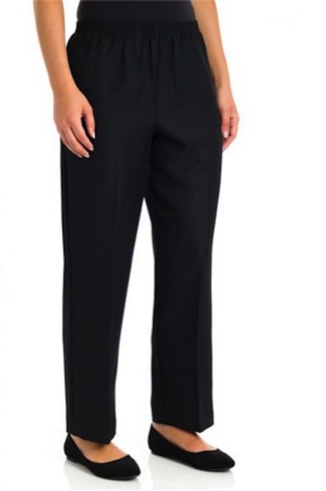Alfred Dunner Classics Petite Elastic Waist Pants Black 18p M