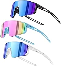 3 Stück Fahrradbrille Kinder, UV400 Polarisierte Schnelle Brille, Sportbrille Kinder, Sportbrille Sonnenbrille für Jungen Mädchen Outdooraktivitäten Radfahren Fahren Laufen Golf