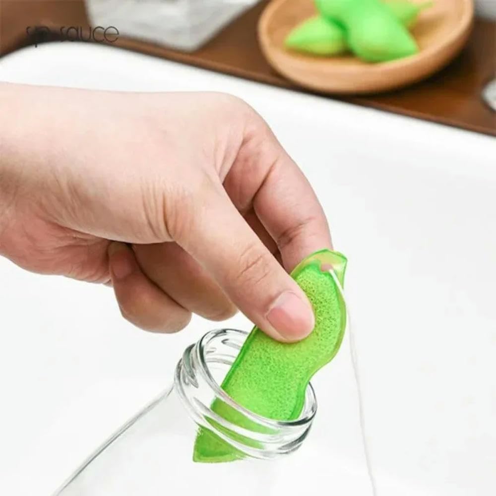 Juego de cepillos de esponja para biberones, herramienta de limpieza flexible para biberones, vasos y copas de vino, reutilizable con agujero para colgar, ideal para contenedores estrechos, 1 paquete