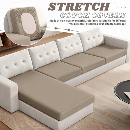 KinCam Cushion Chaise Covers, Stretch 1PC Cushion Cover, Khaki | Couch Cover for Sectional Sofa, Washable L Shaped Couch Cover, Individual Couch Cushion Covers Furniture Protector for Pets - image 3