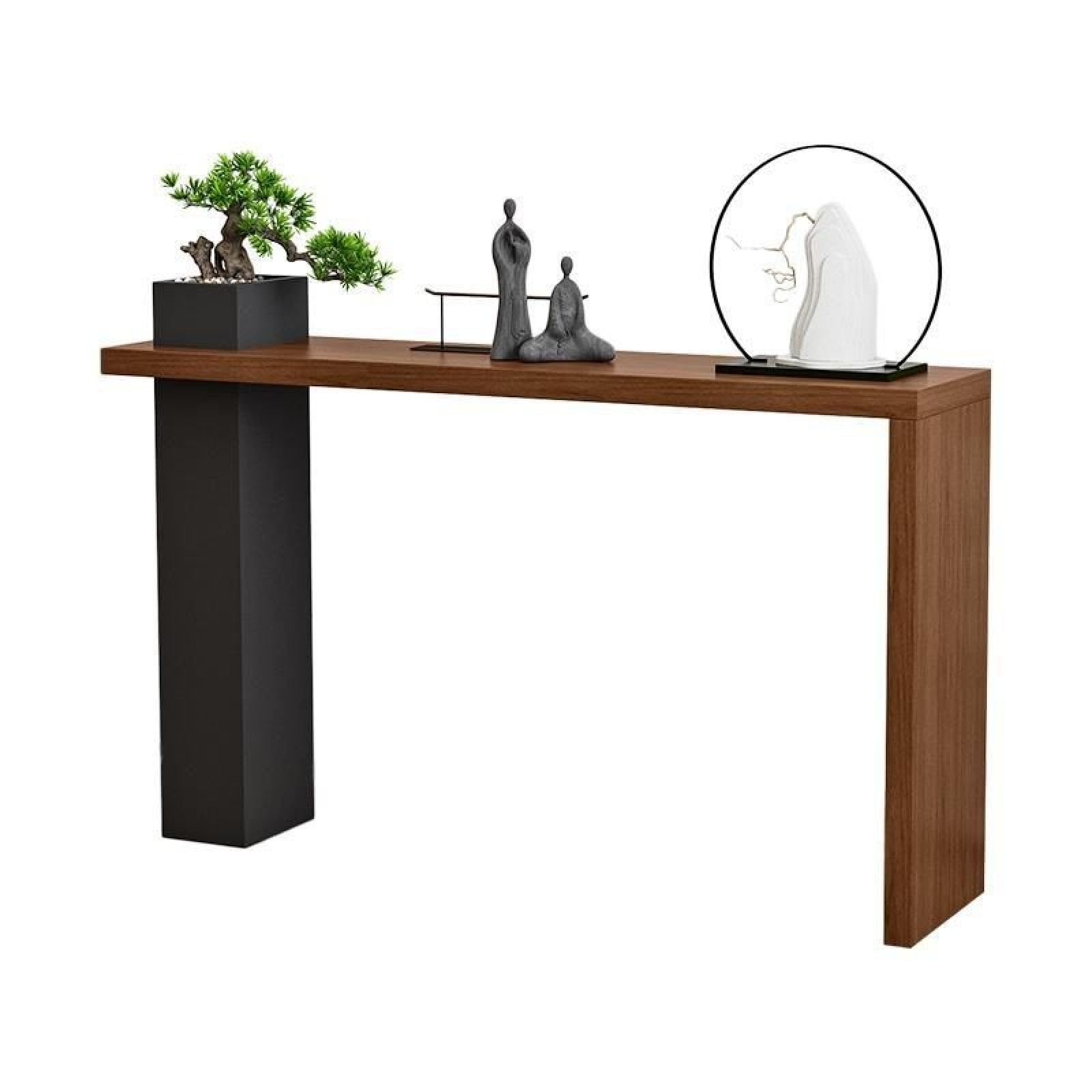Modern Console Table with Planter Box, 40 inch Narrow Accent Table Wood Console Table for Entryway Hallway or Living Room, Walnut