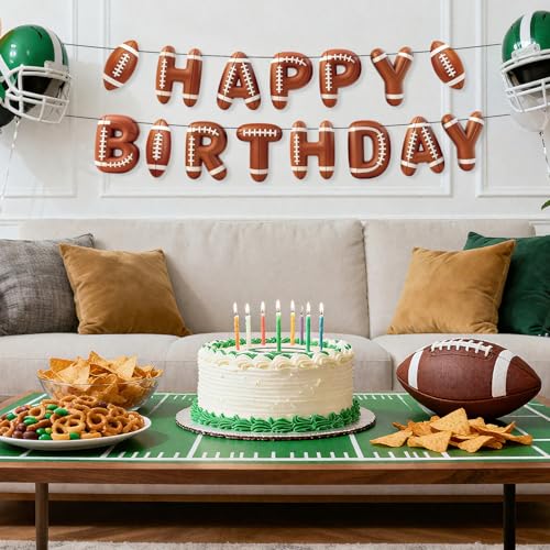 Image of Sport Birthday Banner, 3D Sport Theme Happy Birthday Banner (Football)