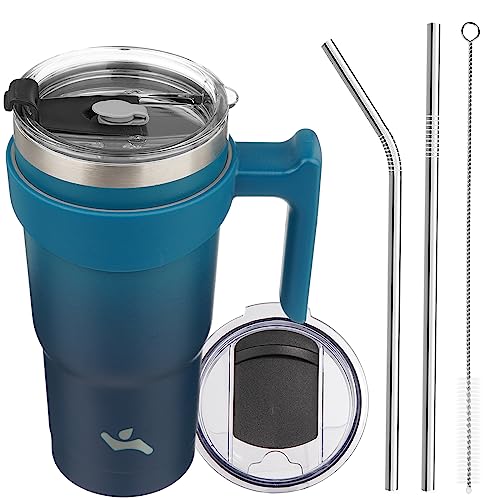 Image of Konokyo 20 oz Tumbler with Handle and Straw, Insulated Travel Mug