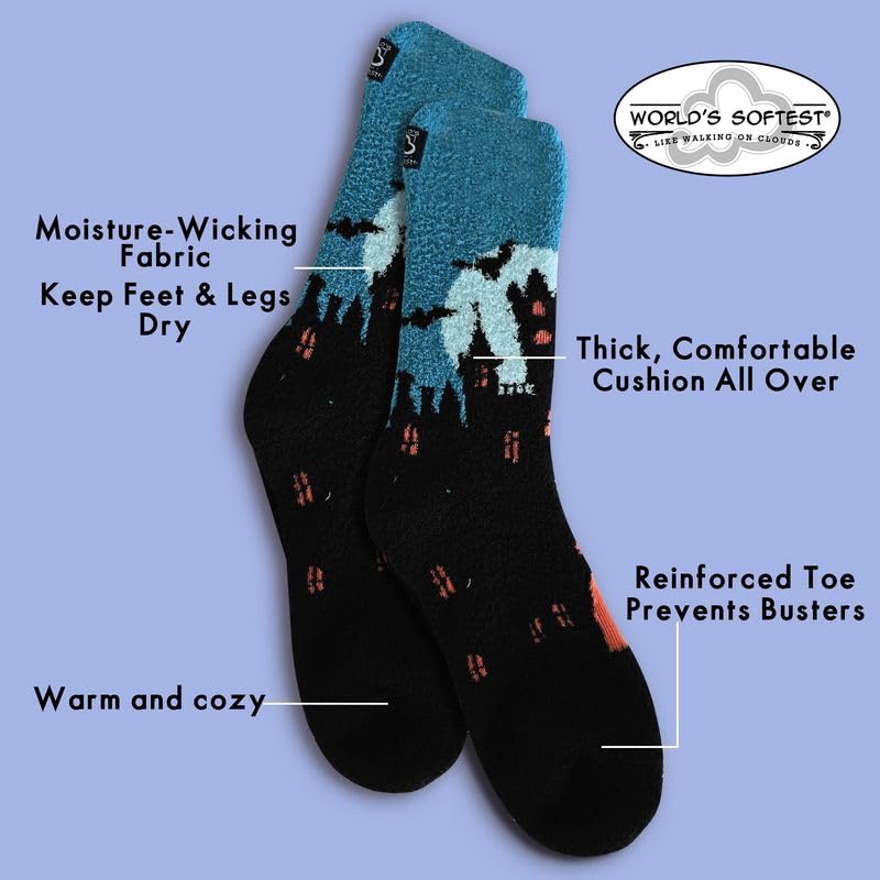 Image of World's Softest Cozy Collection Crew Socks - Smooth Multi Colors Cozy Socks - Knit Top Holiday Spirit Fashion Socks