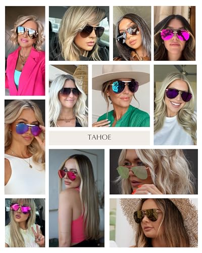 DIFF Tahoe | Designer Oversized Aviator Sunglasses for Women | UV400 Protection Gold Frames3