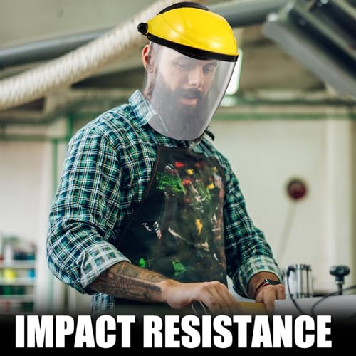 Image of Tellegloww 4 Pack Safety Face Shields for Work, Impact Resistant Yellow