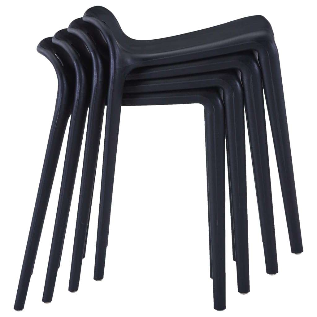 vidaXL 4X Tabourets Empilables Tabouret de Cuisine Tabouret de Salle à Manger Tabouret de Bar Comptoir Bistrot Maison Noir Plastique