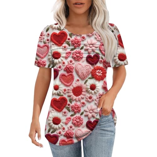 Womens Short Sleeve Tops Flowy Pleated Tops Spring Summer Outfits...