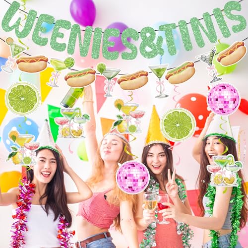 Image of Wennie Tinis Martini Party Decorations Include Wennie Tinis Banner and Hanging Swirls Hot Dog Wennie Tinis Theme Party Supplies for Bachelorette Party