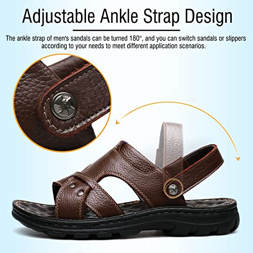 Mens Leather Sandals, Open Toe Beach Sandal, Summer Outdoor Hiking Walking Men's Casual Sandals3