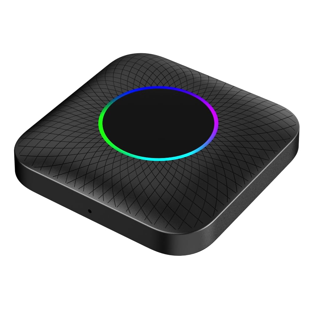 AI Box LED Android 13 8GB+128GB, QCM6225 8-Core, Wireless CarPlay Android Auto, 4G LTE SIM/TF, GPS, Netflix YouTube, für Autos mit kabelgebundenem CarPlay/Android Auto