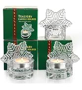 H&D HYALINE & DORA Set of 3 Snowflake Candle Holder Clear Glass Tealight Holder for Christmas Cry...