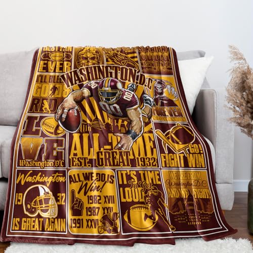 LCXAPPE Football Fans Blanket 60 x 50 City Sports Football Gifts for Team Fans Burgundy Football Stuff for Football Lovers Bedroom Decor Sofa Couch Bed