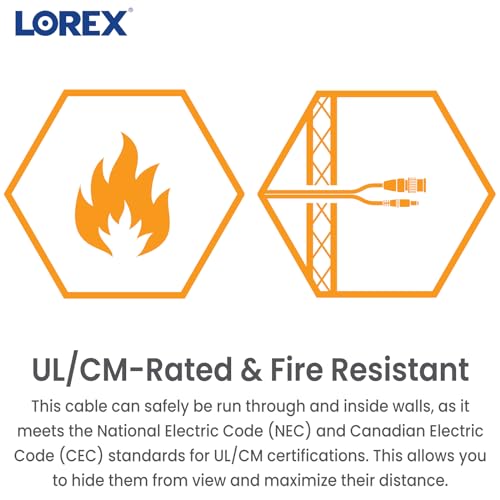 Câble RG59 et alimentation Lorex 30,5 m pour caméra de surveillance 4K