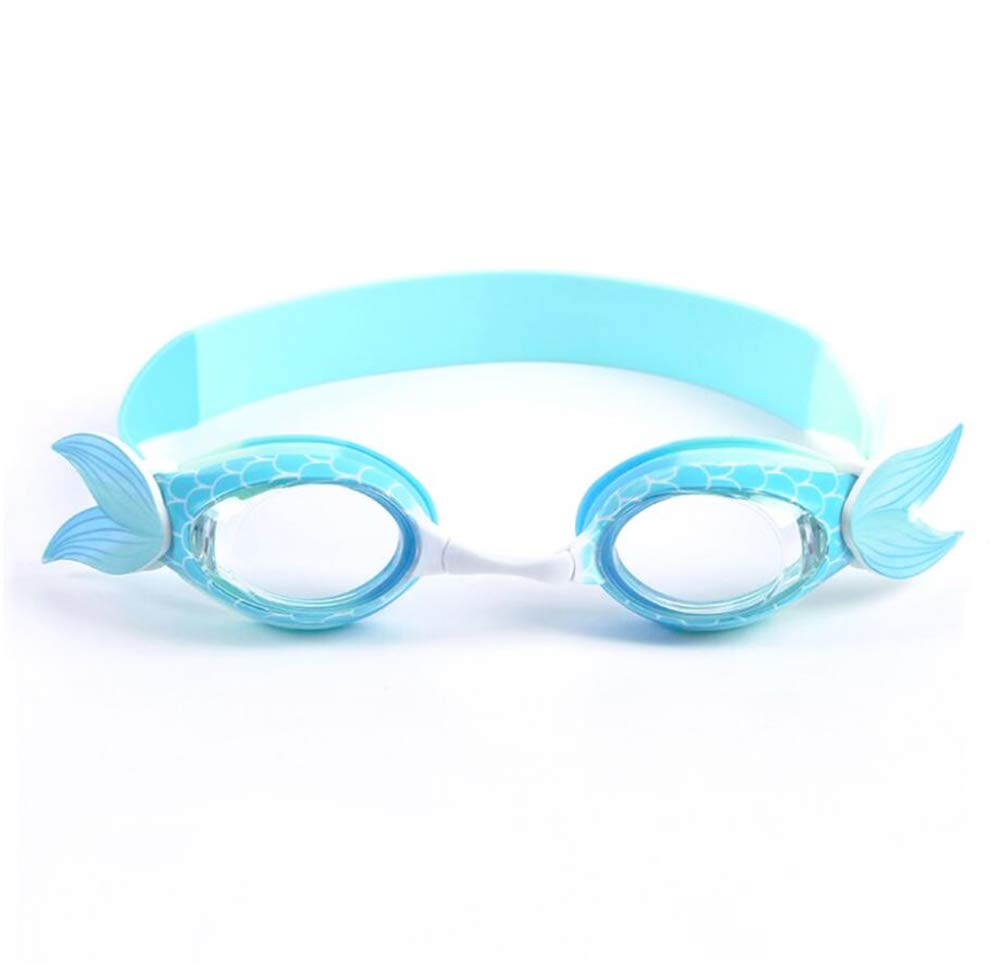 Schwimmbrille, Anti-Beschlag, kein Auslaufen, rutschfest, UV-Schutz für Kinder (blauer Fisch)
