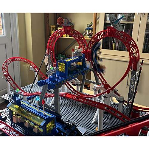 Yegan Double-Loop Roller Coaster Bricks Model With Motors, Large Amusement Park Recreation Facility Moc Diy Construction Block Collection Building Toy Compatible With Lego, Moc-107973 (2,466 Pieces) #TOP3
