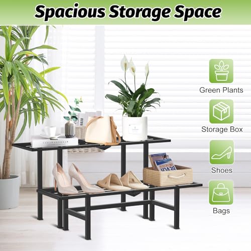 Support pour plantes à 2 niveaux en métal robuste pliable - 7