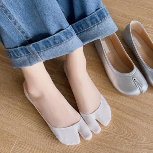 4pairs Invisible Tabi Socks Women No Show Socks Socks, Low Cut Ladies Japanese Split Toe Socks Invisible Two Toe Socks Boat Sock2