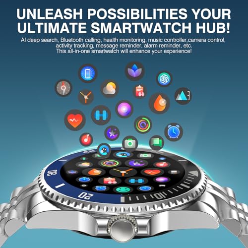 AI Smartwatch Herren, 1,19'' AMOLED Smart Watch mit Bluetooth Anrufe, 107 Sportmodi Fitnessuhr mit...