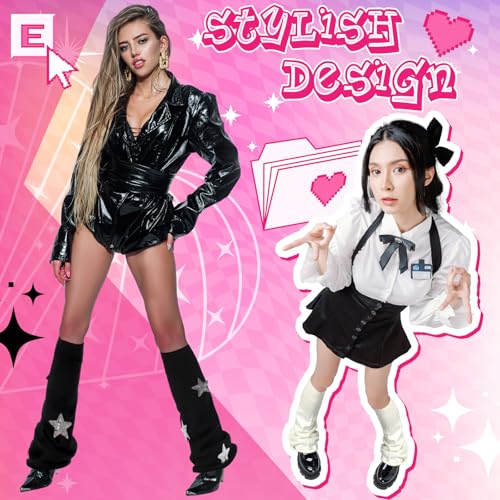 Image of Geyoga Y2k Accessories Harajuku Leg Warmers Gyaru Clothes Japanese Kawaii Girls Leg Warmers Goth Cute Lolita Knit Boot Socks