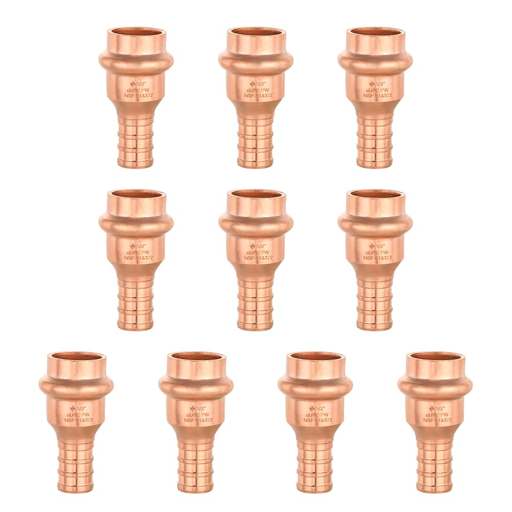 EFIELD Lot de 10 raccords en cuivre 1/2" Presse X 1/2" PEX pour raccord de tuyau en cuivre et Pex Design LBP (PRESS012)