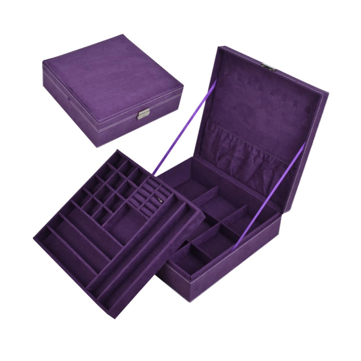 Scatola Portagioie Portatile in Cartone Rosso Organizzatore di Gioielli per Orecchini Anelli Collane Bracciali Come Custodia da Viaggio e Espositore per Casa