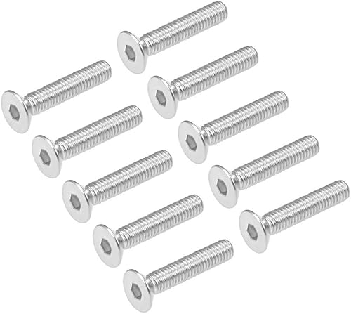 uxcell Tornillos de máquina de cabeza plana M6x30mm Tornillo hexagonal interno 304 pernos de sujeción de acero inoxidable 20 piezas