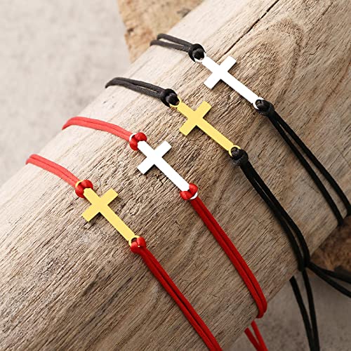 Bracelet croix Jésus réglable anti-perte cordon tressé solide - 3