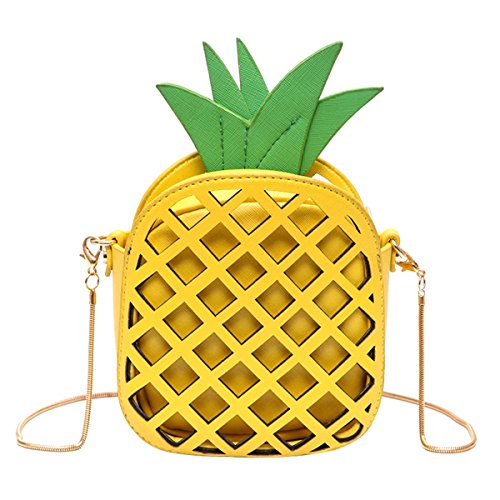 Kukoo Girl Leather Cross Body Bag Pineapple Shaped Creative Single Shoulder Bag Fashion Bag