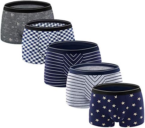 ADOLPH Men's Boxer Briefs 5 Pack No Ride-up Breathable Comfortable Cotton Sport Underwear