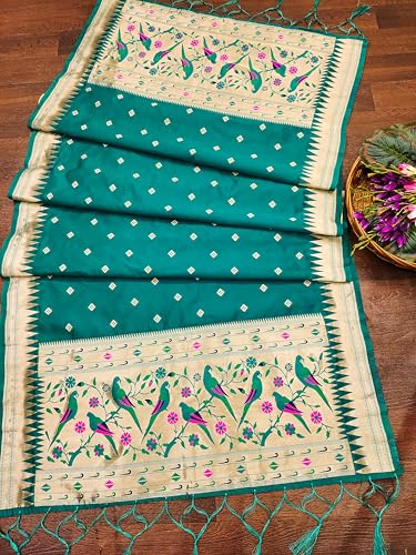 Image of DEVANGI Women's Woven Paithani Banarasi Silk Dupatta /Chunni For Women, Floral Print 1 Meter Wide and 2.3 Meter Length Printed Designer Dupatta /Chunni For Girls