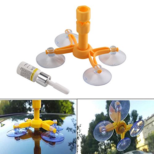 Preisvergleich Produktbild MultiWare Windschutzscheibe Reparaturset Mit 50 Holzscheiben Steinschlag Rreparaturset Windschutzscheibe 2,5-13 cm Steinschlag Reparatur Set Auto Gelb