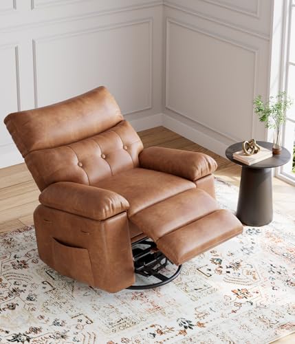 GarveeHome Oversized Wide Rocker Swivel Recliner Chair - PU Leather