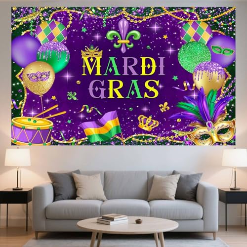 Fondo fotográfico Mardi Gras 7x5ft púrpura dorado miniatura 5