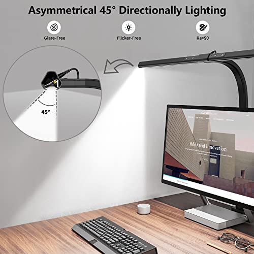 Kablerika Led Desk Lamp, 24W Brightest Architect Desk Lamp For Home Office, 31.5" Wide Tall Desk Lamp With Clamp, Dimmable Task Lamp, Auto Setting, 6 Color Modes For Office Lighting/Workbench/Monitor #TOP1
