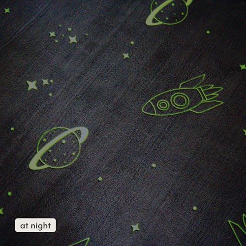 Image of Hakuna Matte GlowCloud Baby Play Mat for Floor 47 inchx 67 inch Planets | Coral Velvet high-Density Foam Rug for Crawling & Cozy Play - Non-Slip, Water-Resistant, Easy-Care Tummy Time Mat