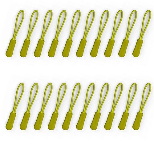 Amykite Kit com 20 puxadores de zíper de reposição, cordão de nylon resistente para extensão de zíper, ideal para bolsas, mochilas, jaquetas, casacos, calças, malas, etc. (amarelo fluorescente)