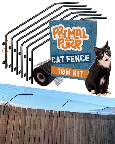Cat Fence Outdoor Barrier - Top of Fence Height Extender Solution for Pets - Wall Topper – Invisible Solution for Small Dogs - Cat proofing Fence Extension - Catio (10m / 33ft)