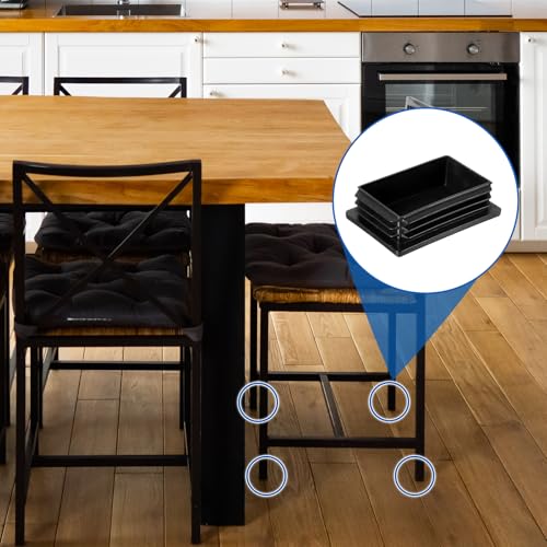 Image of uxcell 8 Pcs Rectangle Tubing End Caps 3 x 2 Inch Plastic Hole Plugs Insert End Cap for Metal Tubing Post Chair Leg Table Bookshelves Furniture, Black