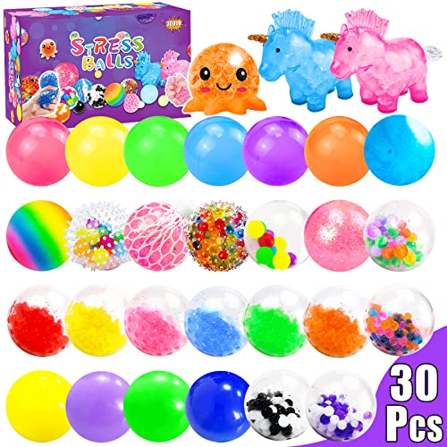 30Pcs Stress Balls, Squishy Balls For Kids And Adults, Octopus Squeeze Balls, Fidget Sensory Toys For Stress Relief, Adhd, Classroom Prize, Party Favors, Goodie Bag Stuffers #TOP5