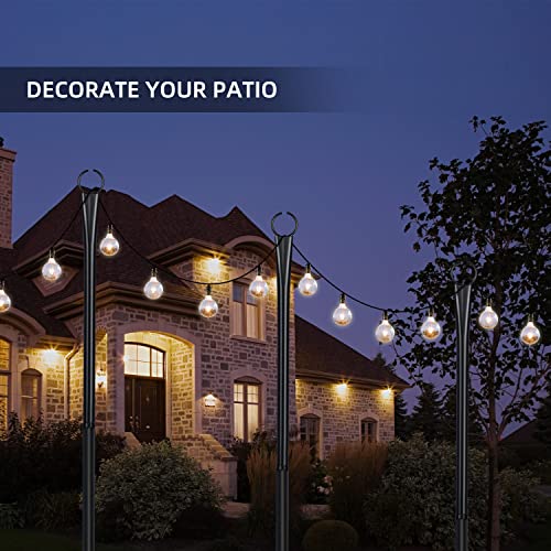 Outdoor String Light Pole, Heavy Duty Light Poles For Outside With Hooks And 4-Prong Fork, Metal Post For Hanging String Lights For Deck, Patio Garden, Backyard, Wedding Or Party, 2 Pack #TOP6