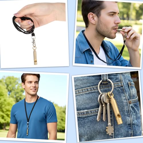 2 PCS Brass Whistle Emergency, 125 Db Loud Emergency Whistle Portable Survival Whistles with Lanyards for Pet Training Hiking Camping Coaching Outdoor Safety Accessories – Bild 6