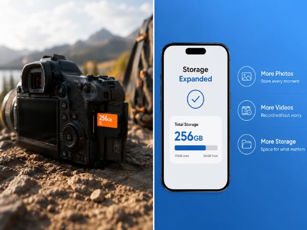 Image of 256GB microSDXC UHS-I, 150MB /s R, Memory Card, for Smartphones (256GB)