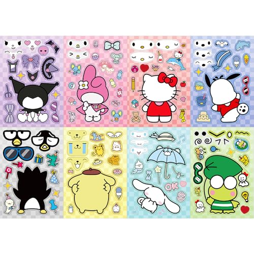 Dovipta Cute Anime Stickers For Kids, 24 Sheets Make Your Own Cartoon Anime Stickers, Make A Face Stickers For Teens Girls Boys, Classroom Rewards, Anime Themed Art Craft Party Supplies thumb #6