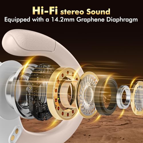 Image of HAOYUYAN Wireless Earbuds, Sports Bluetooth Headphones, 80Hrs Playtime Ear Buds with LED Power Display, Noise Canceling Headset, IPX7 Waterproof Earphones for Workout /Running (Camel)