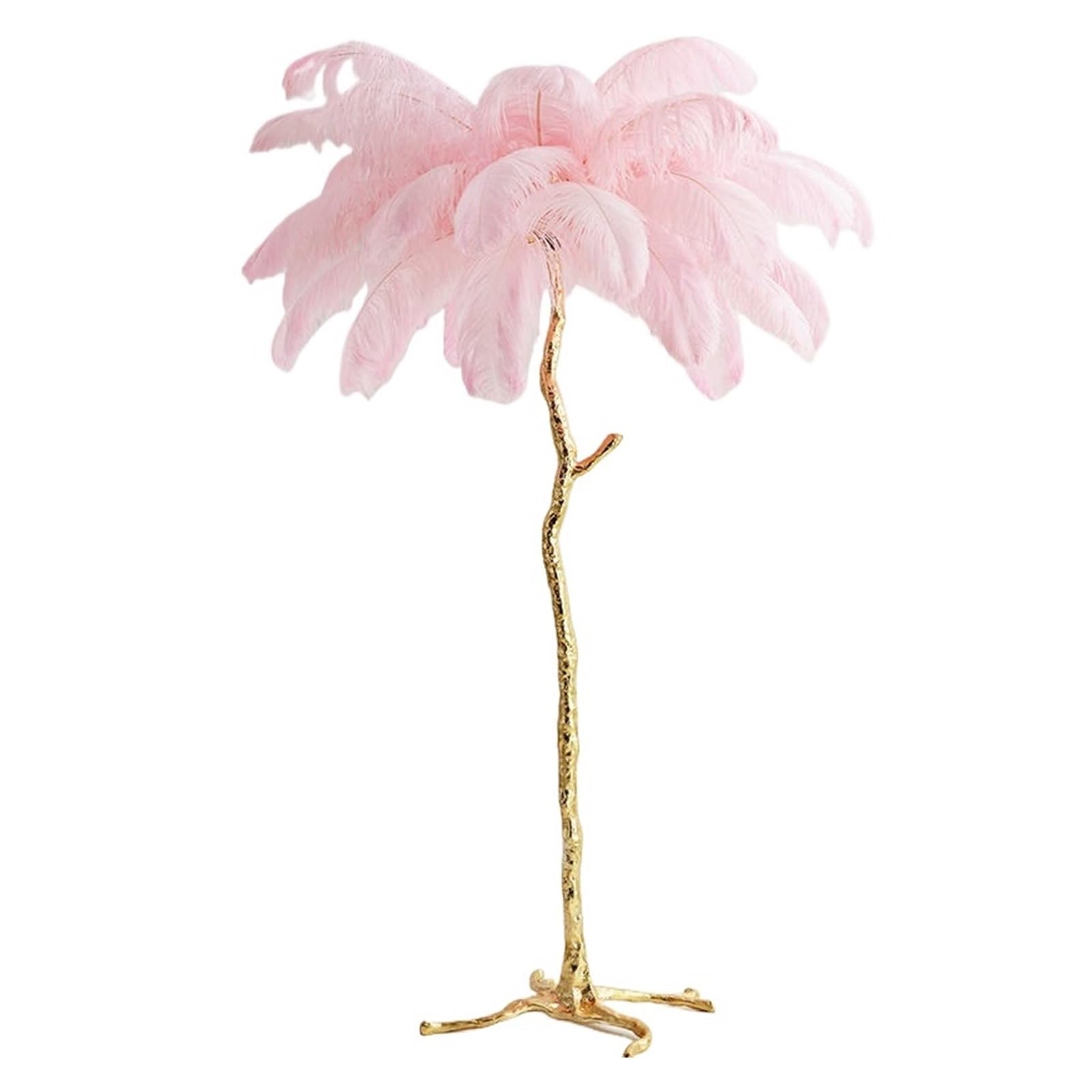 SMTYXS Nordic Design Ostrich Feather Floor Lamp Atmosphere Modern Indoor Lighting for Living/Model Room Decor Salon Bedroom Kitchen Elegant Luxurious(Dia110 h200cm Resin,Pink A)
