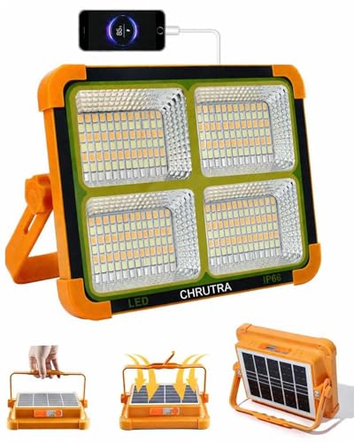 Image of SEAHELTON 100W Solar Emergency Light Rechargeable LED Flood Light with Solar & USB Charging, Portable Power Cut Light for Home, Outdoor, Camping, Waterproof High Brightness Backup Light