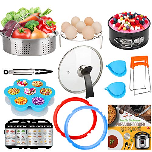 3-Quart-Accessories-Set with Tempered Glass Lid Sealing Rings Compatible with Instant Pot Mini 3