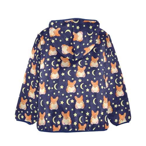 Boys' Fleece Hoody Jacket Zip Up Coat Warm Fall Winter Plush Jacket Corgi Moons Stars Long Sleeve Outerwear2