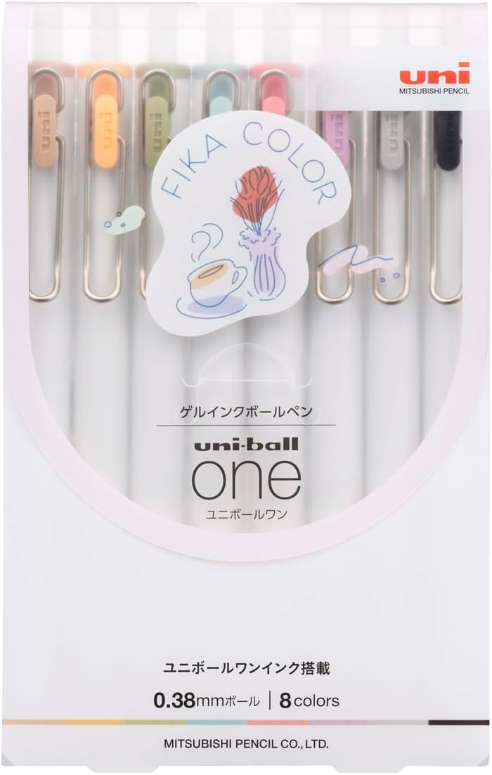 Mitsubishi Pencil UMNS38FC8C Gel Ballpoint Pen Uni-Ball One 0.38 Fica Color Set of 8 Colors